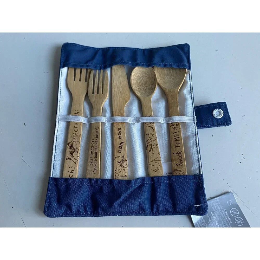 5 Piece Disney Parks Disney Critters Travel Bamboo Utensil Set With Case Pluto‎